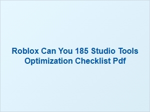 Roblox Studio Tools Optimization Checklist